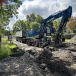 Herinrichting Tramstrjitte te Nijland Súdwest Fryslân asfalt fundering straatbakstenen 2